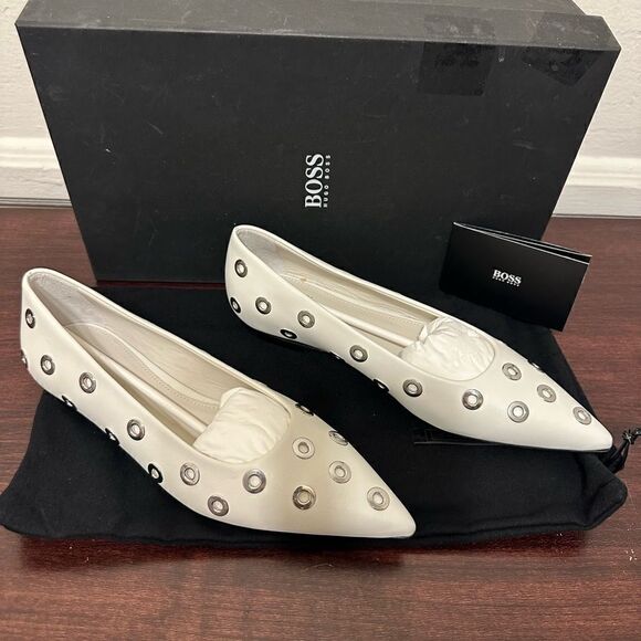BOSS Hugo Boss Rose Grommet Studdet  ballet flat all leather size 5, new - Picture 5 of 16